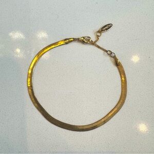 Anthropologie x Serefina gold herringbone chain adjustable bracelet
